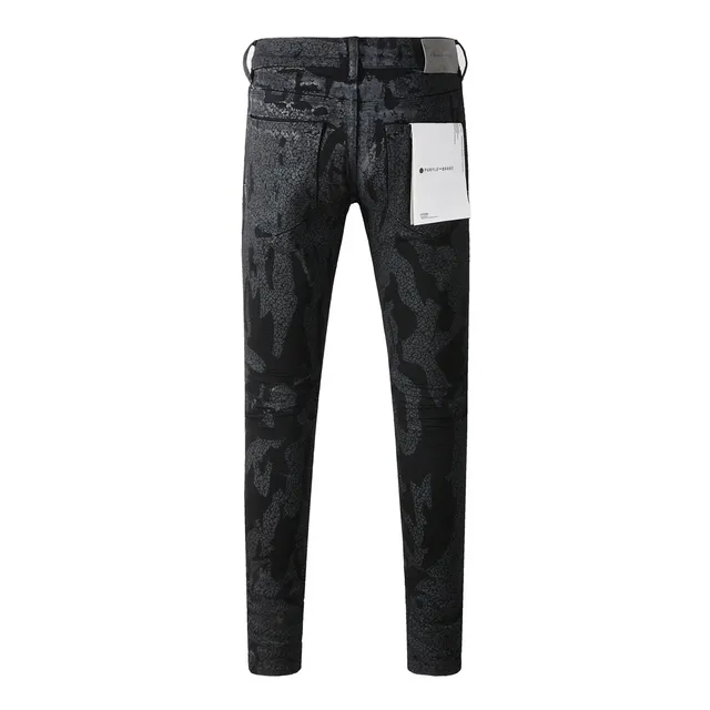 Purple Brand Crackle-Print Black Slim-Fit Jeans 18