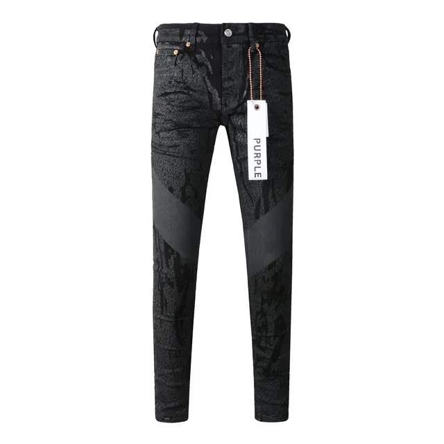 Purple Brand Crackle-Print Black Slim-Fit Jeans 19