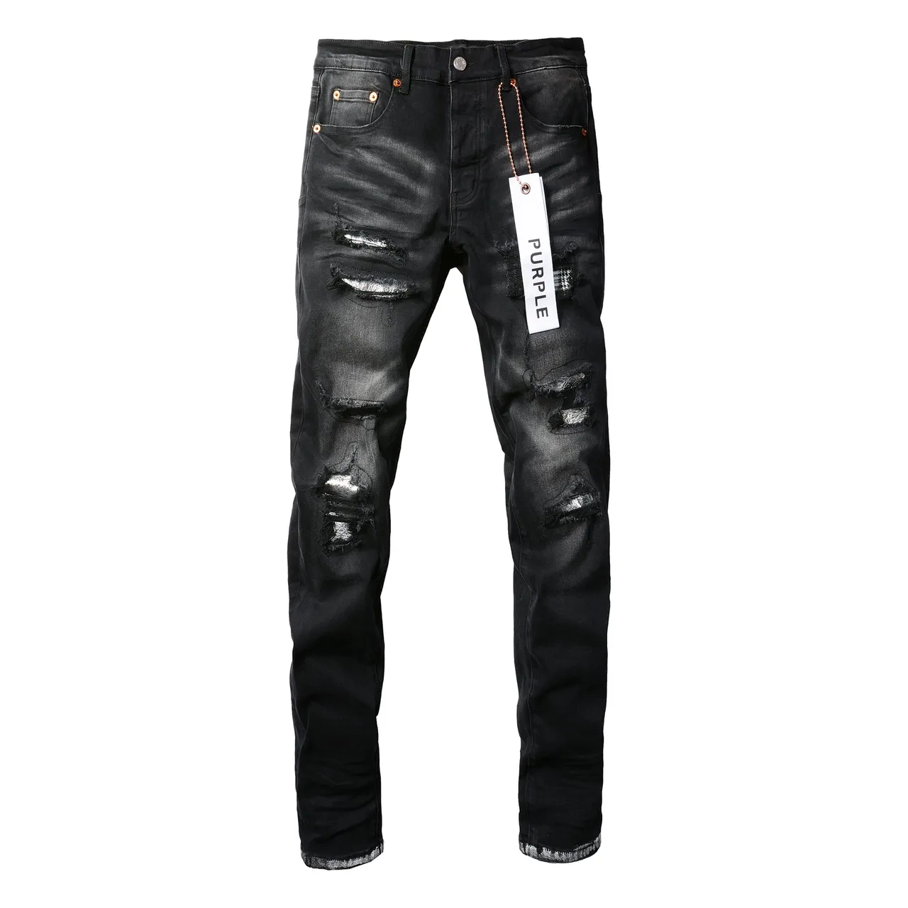 Purple Brand Distressed Black Washed Ripped Jeans 3
