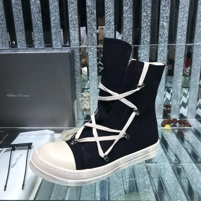 Rick Owens bottines à lacets croisés noir et blanc à talons hauts 2