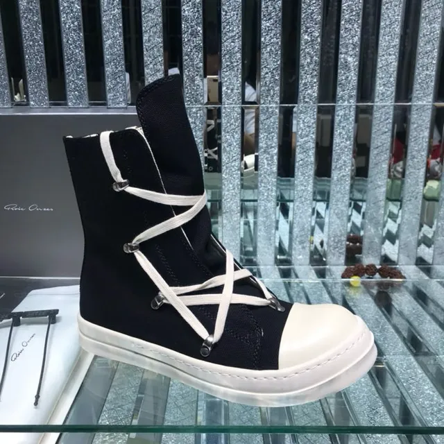 Rick Owens bottines à lacets croisés noir et blanc à talons hauts 5