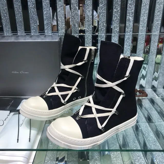 Rick Owens bottines à lacets croisés noir et blanc à talons hauts 6