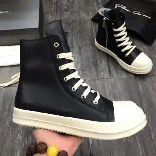 Rick Owens Geobasket Black and White Platform Ankle Boots