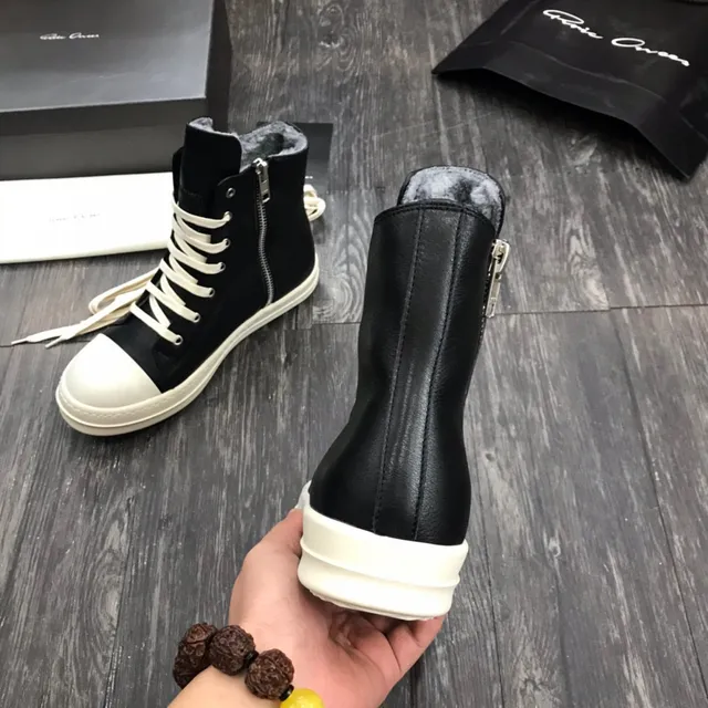 Rick Owens Geobasket Black and White Platform Ankle Boots 2