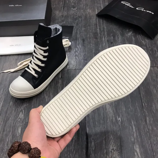 Rick Owens Geobasket Black and White Platform Ankle Boots 3