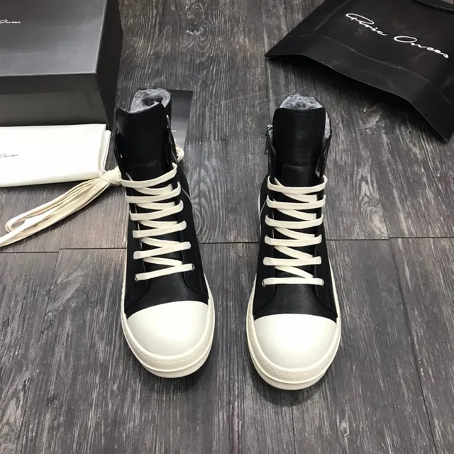 Rick Owens Geobasket Black and White Platform Ankle Boots 5