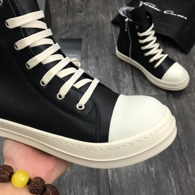 Rick Owens Geobasket Black and White Platform Ankle Boots 6