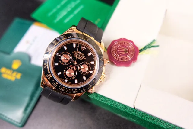 Rolex Cosmograph Daytona কালো ডায়াল গোল্ড-টোন কেস মেকানিক্যাল ওয়াচ 8
