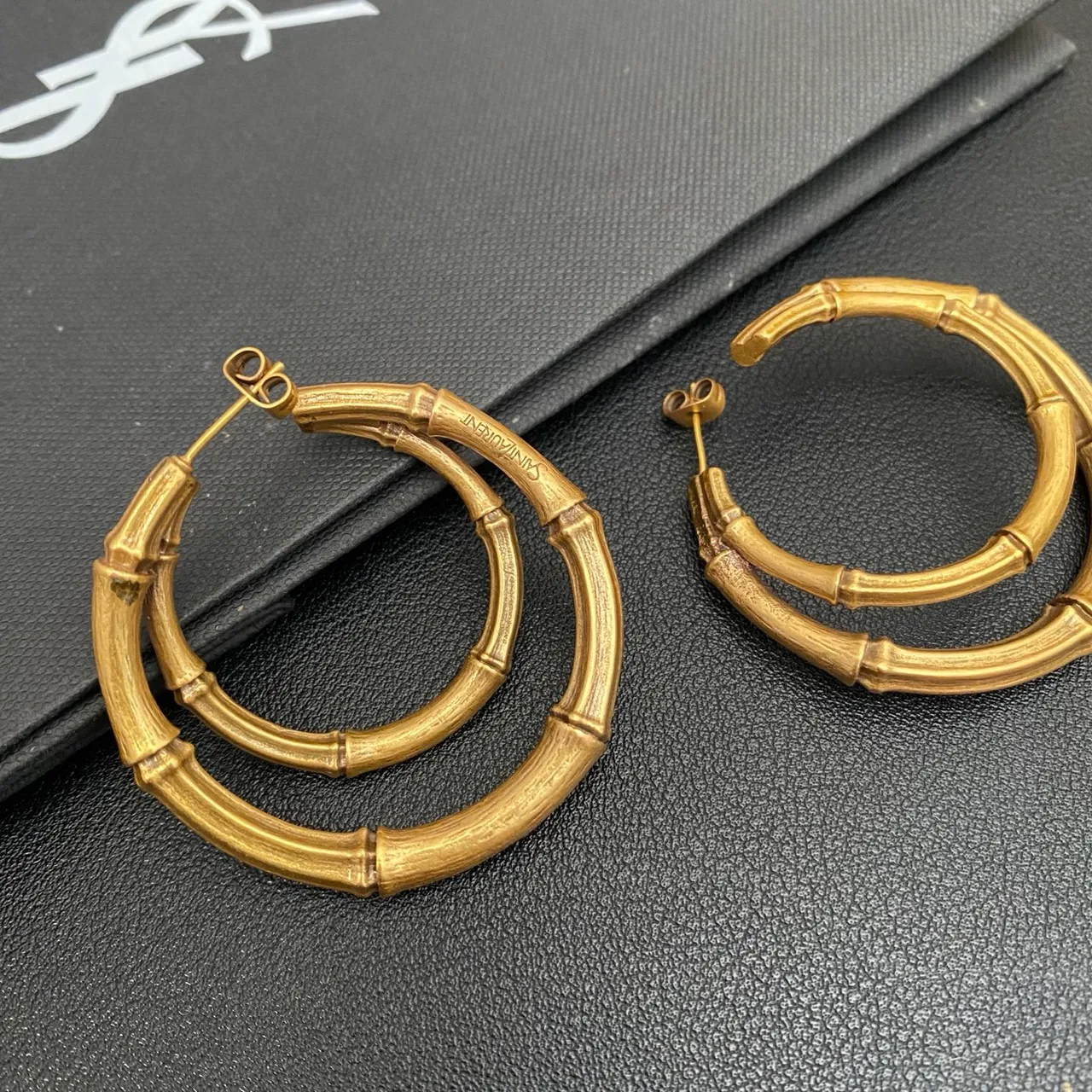 Saint Laurent bambou double anneau doré 2