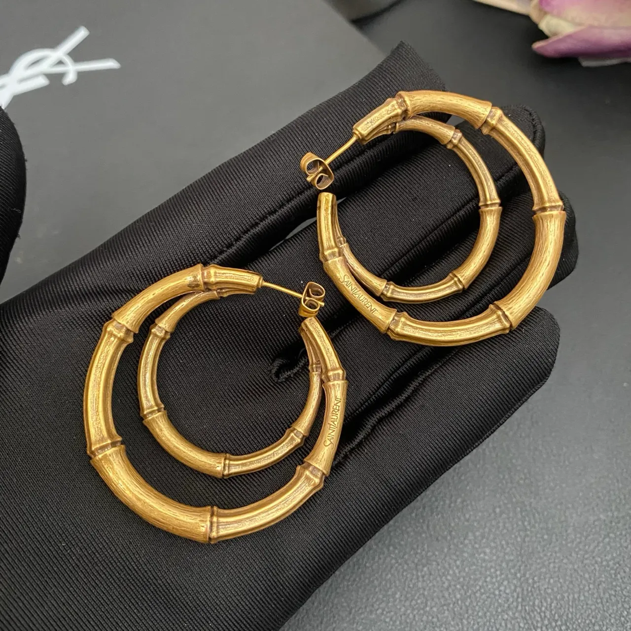 Saint Laurent bambou double anneau doré 3