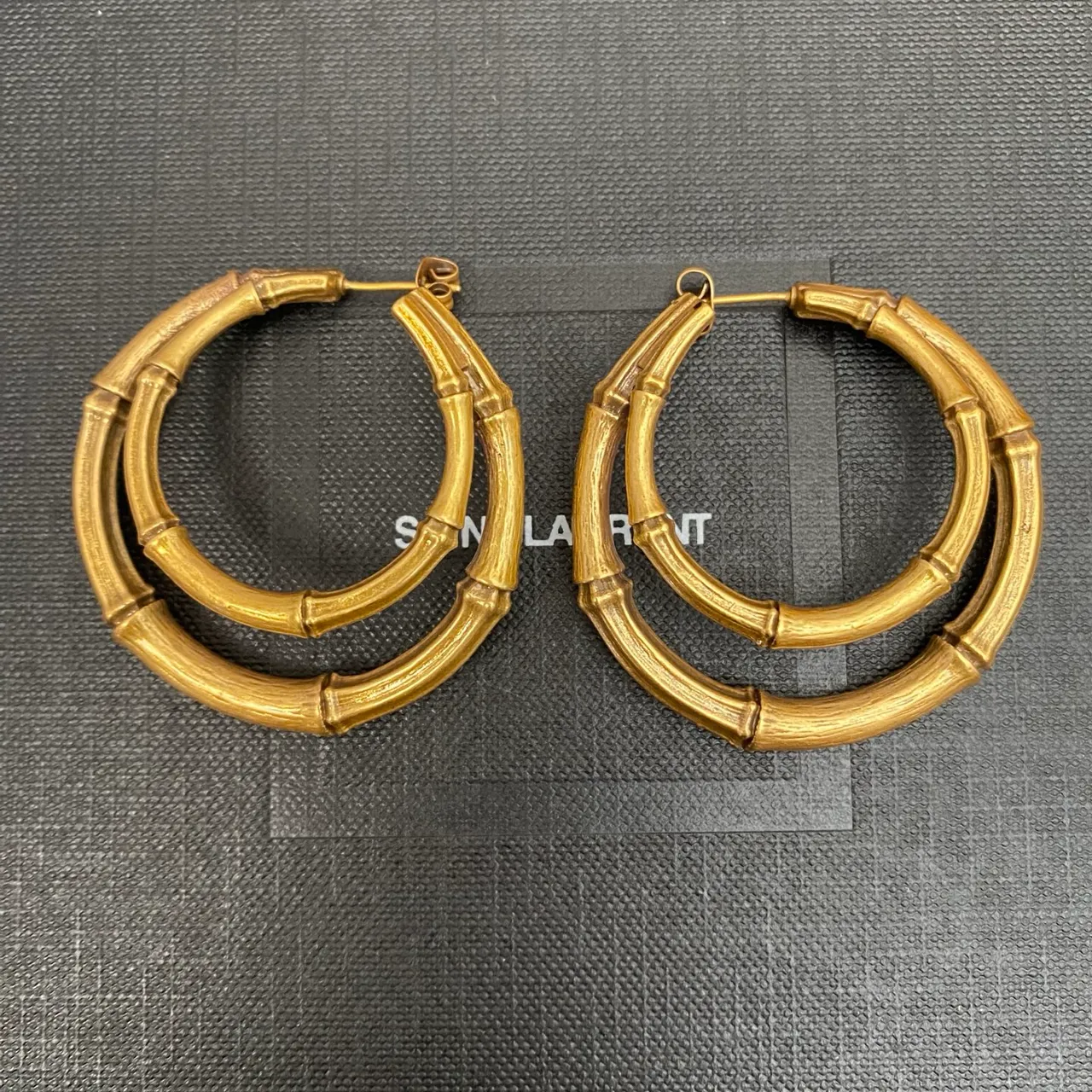 Saint Laurent bambou double anneau doré 5