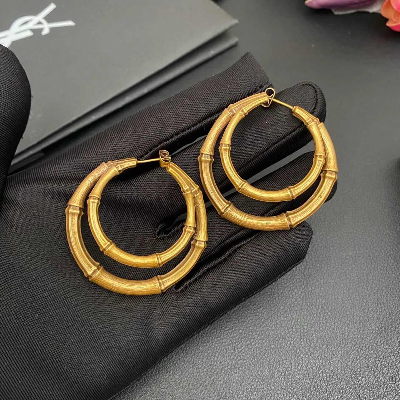 Saint Laurent bambou double anneau doré 6