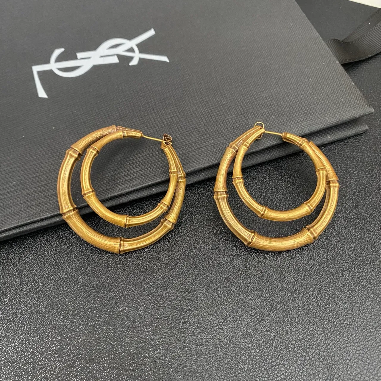 Saint Laurent bambou double anneau doré 7