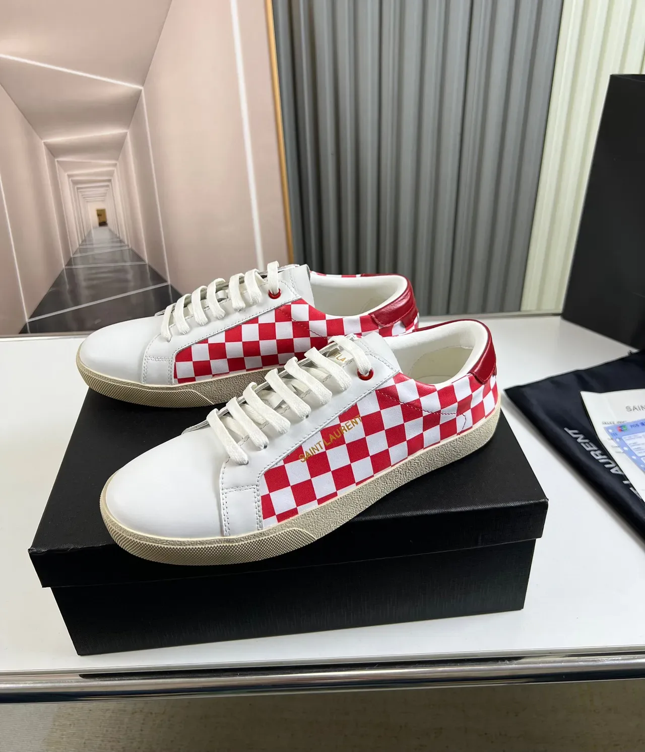Saint Laurent Checkerboard Leather Low-Top Lifestyle Sneakers 7