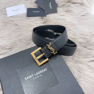 Saint Laurent 经典印花黑色皮革腰带