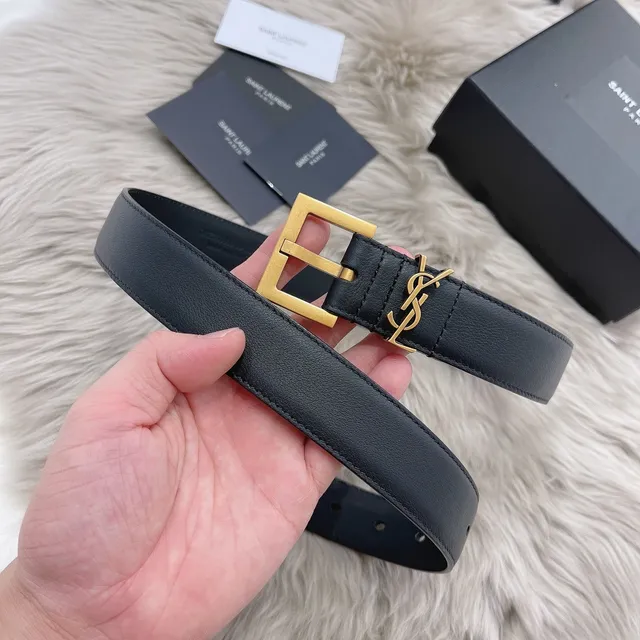Saint Laurent Classic Monogram Black Leather Belt 2