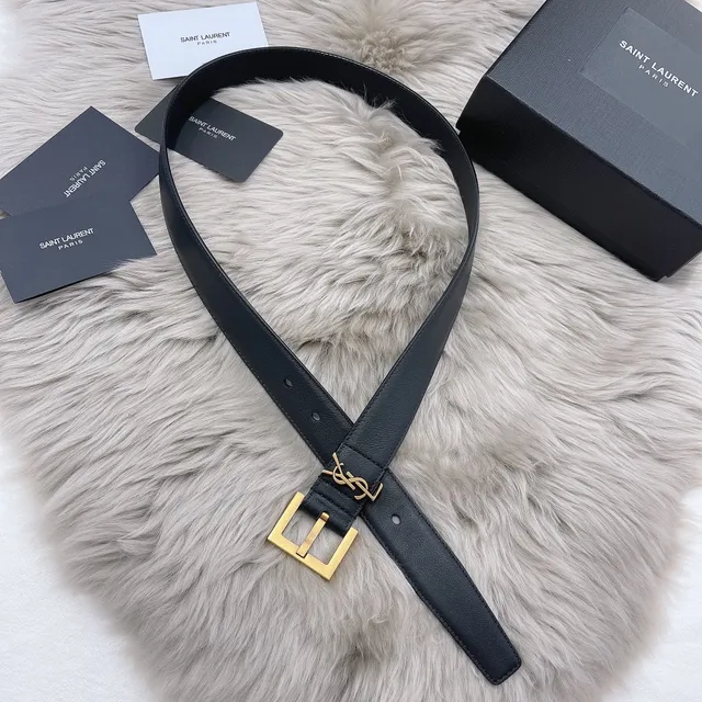 Saint Laurent Classic Monogram Black Leather Belt 3