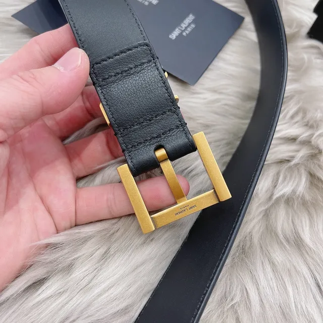 Saint Laurent Classic Monogram Black Leather Belt 6