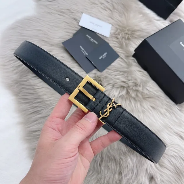 Saint Laurent Classic Monogram Black Leather Belt 8