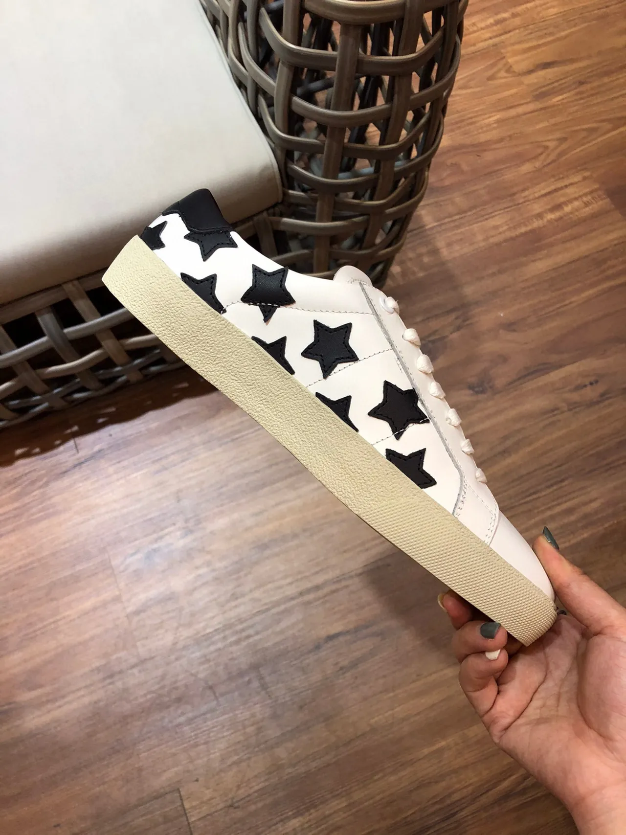Saint Laurent Classic Star White Black Cuir Supérieur Apliqués Lifestyle Sneakers 5