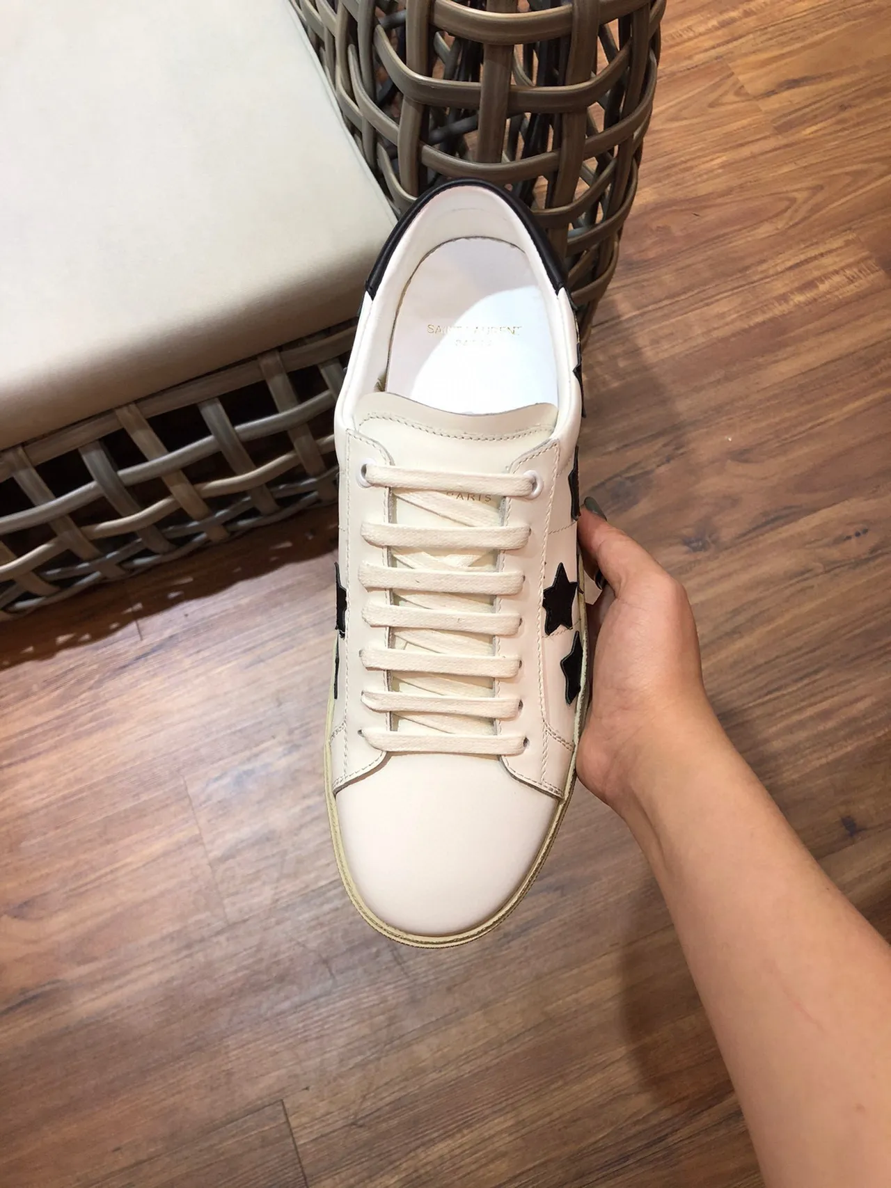 Saint Laurent Classic Star White Black Cuir Supérieur Apliqués Lifestyle Sneakers 6