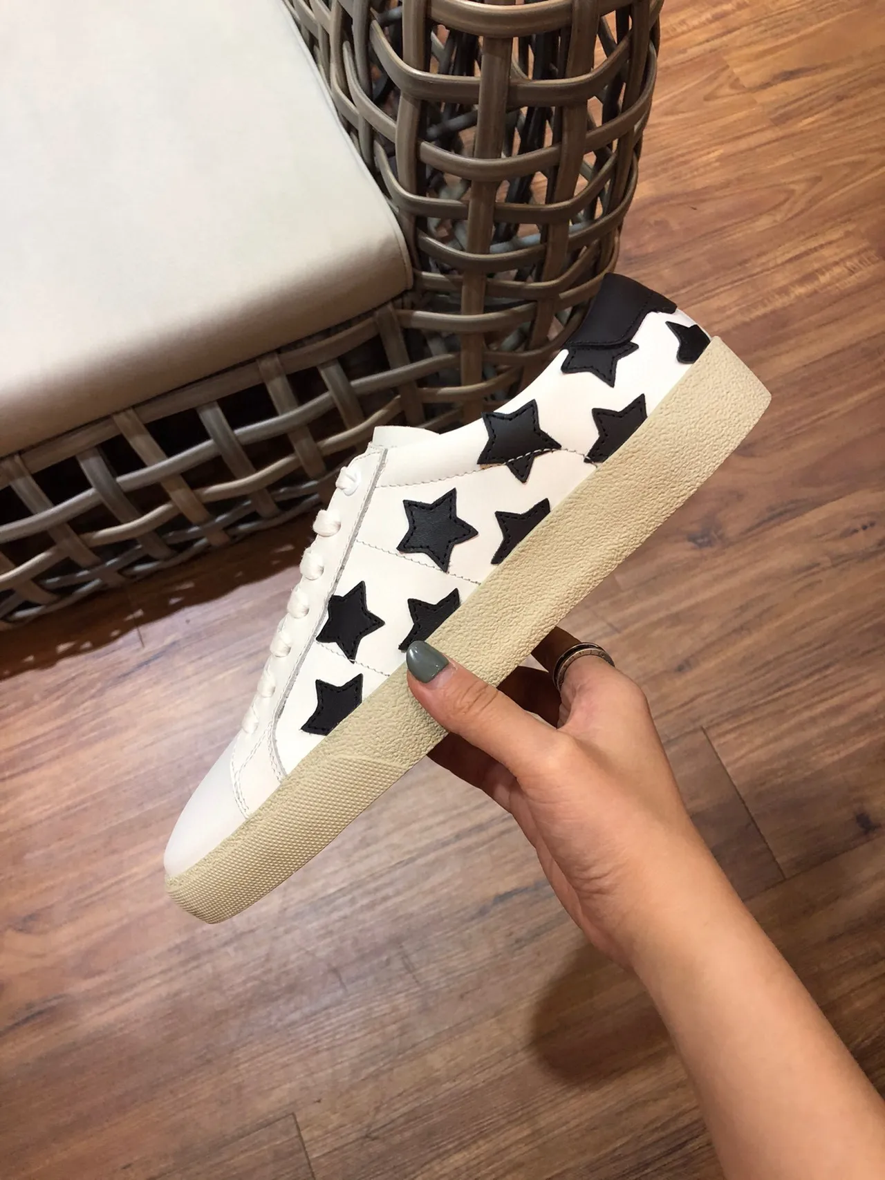 Saint Laurent Classic Star White Black Cuir Supérieur Apliqués Lifestyle Sneakers 7
