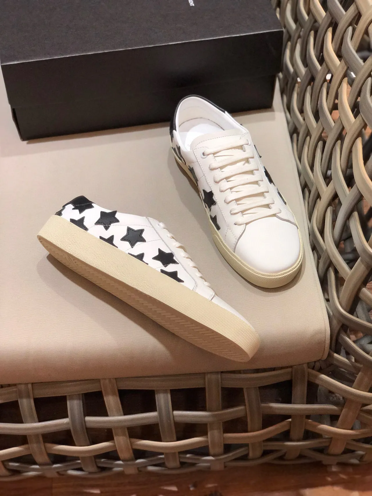 Saint Laurent Classic Star White Black Cuir Supérieur Apliqués Lifestyle Sneakers 8