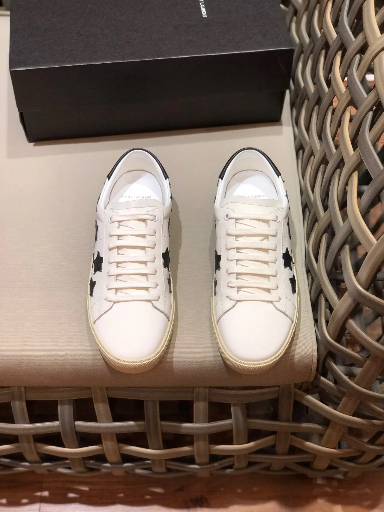 Saint Laurent Classic Star White Black Cuir Supérieur Apliqués Lifestyle Sneakers 9