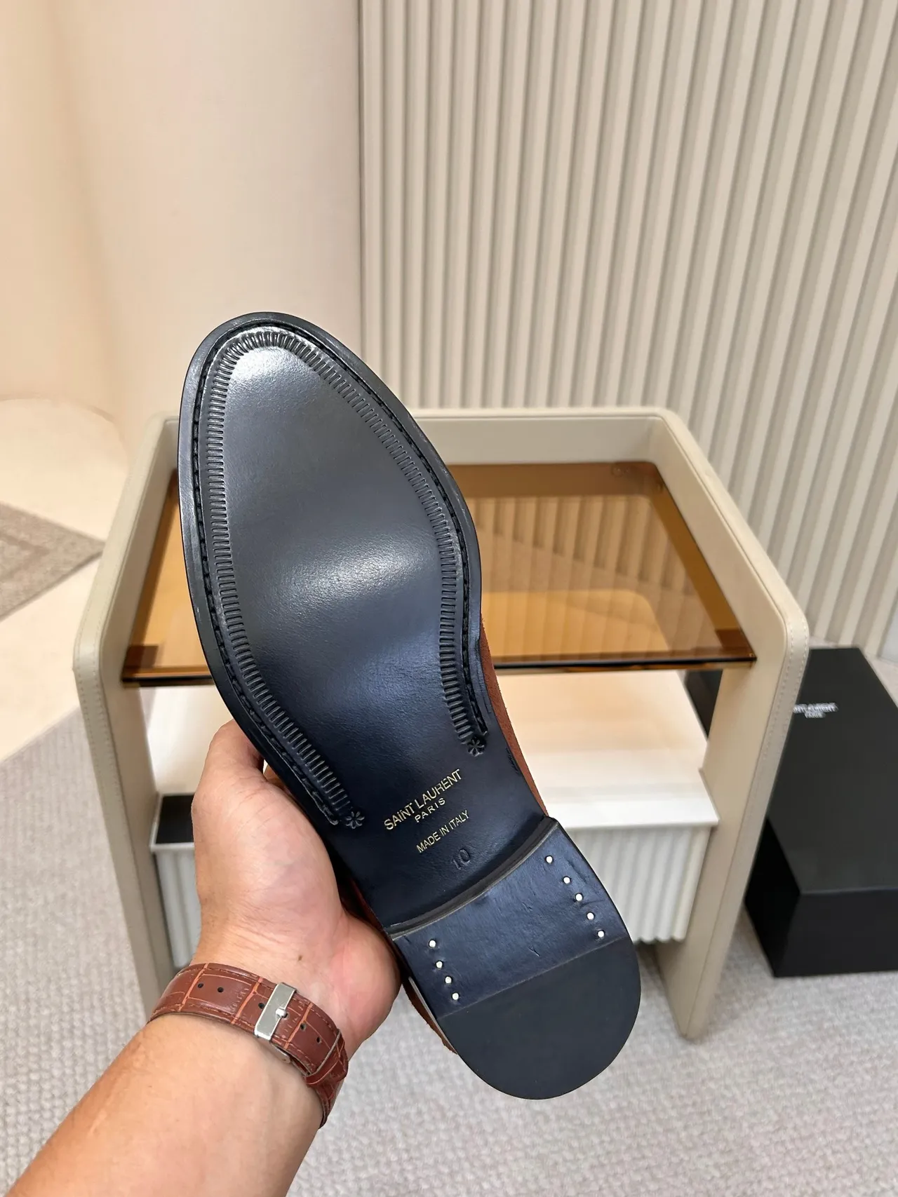 Saint Laurent mocassins marron daim YSL monogramme bride mocassins 2