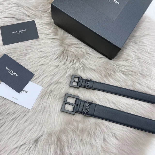 Saint Laurent Monogram Belt Black Leather Belt 4