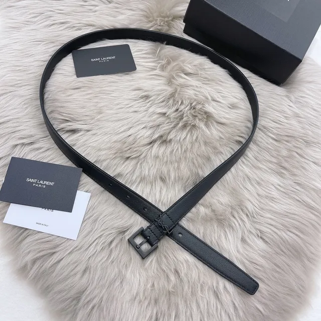 Saint Laurent Monogram Belt Black Leather Belt 5