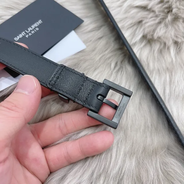 Saint Laurent Monogram Belt Black Leather Belt 7