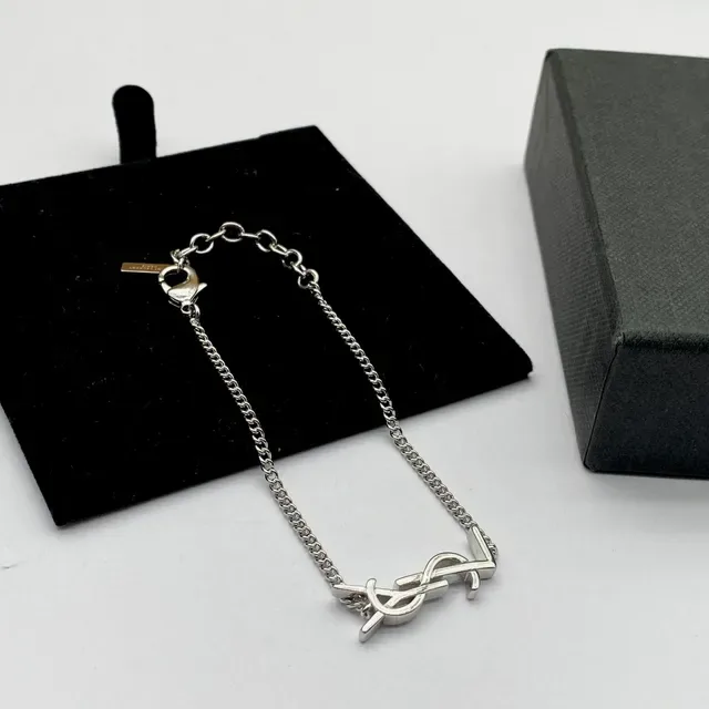 Saint Laurent Monogram Silver-Tone Chain Necklace 3
