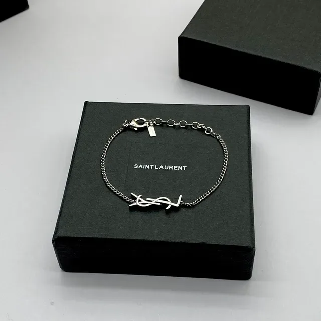 Saint Laurent Monogram Silver-Tone Chain Necklace 4