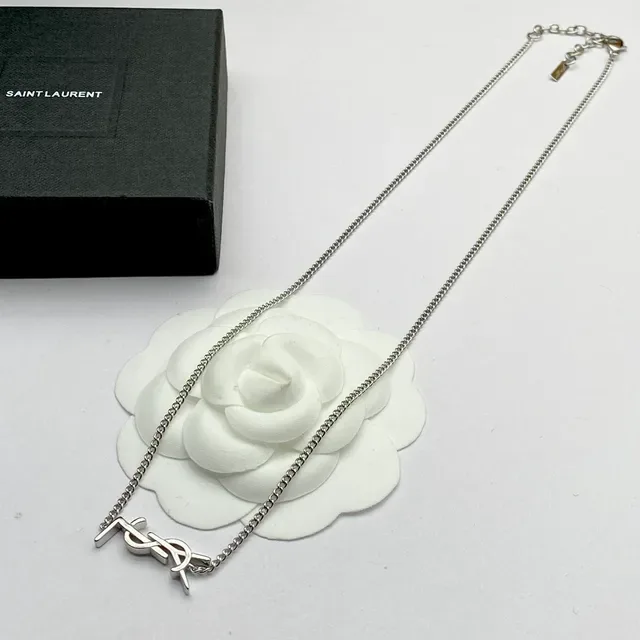 Saint Laurent Monogram Silver-Tone Chain Necklace 5