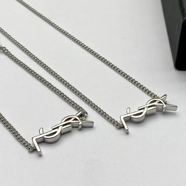 Saint Laurent Monogram Silver-Tone Chain Necklace 6