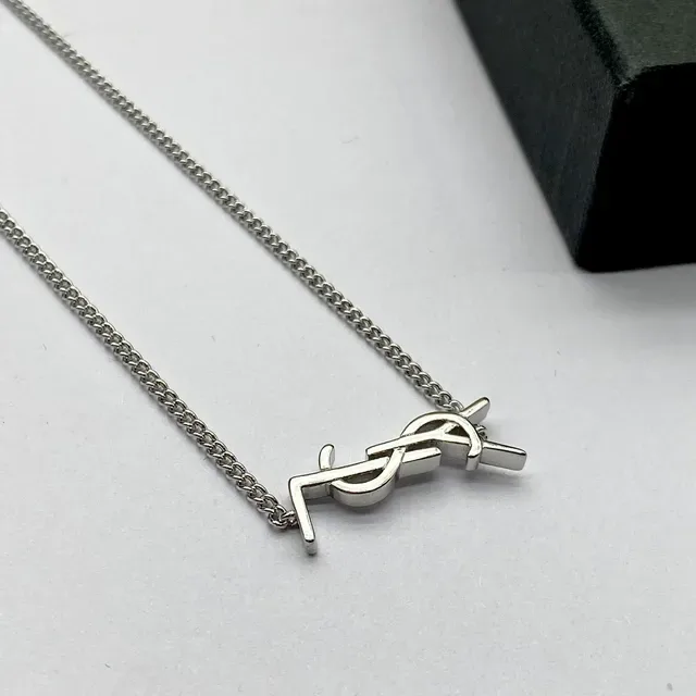 Saint Laurent Monogram Silver-Tone Chain Necklace 7