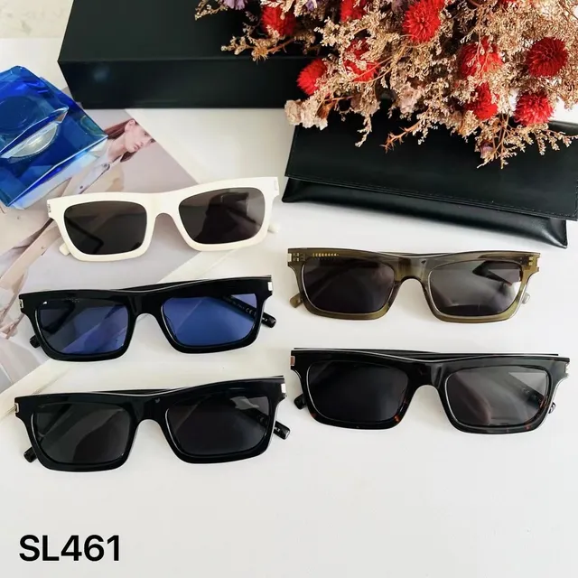 Saint Laurent Rectangular Tortoiseshell Temple Sunglasses 4