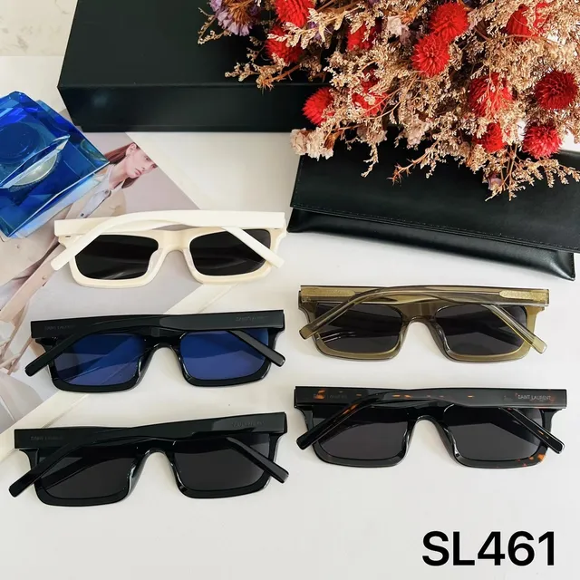 Saint Laurent Rectangular Tortoiseshell Temple Sunglasses 5