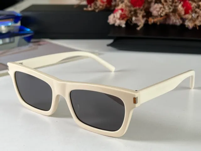 Saint Laurent Rectangular Tortoiseshell Temple Sunglasses 7
