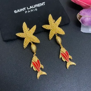 Saint Laurent Starfish and Enamel Fish Dangling Earrings