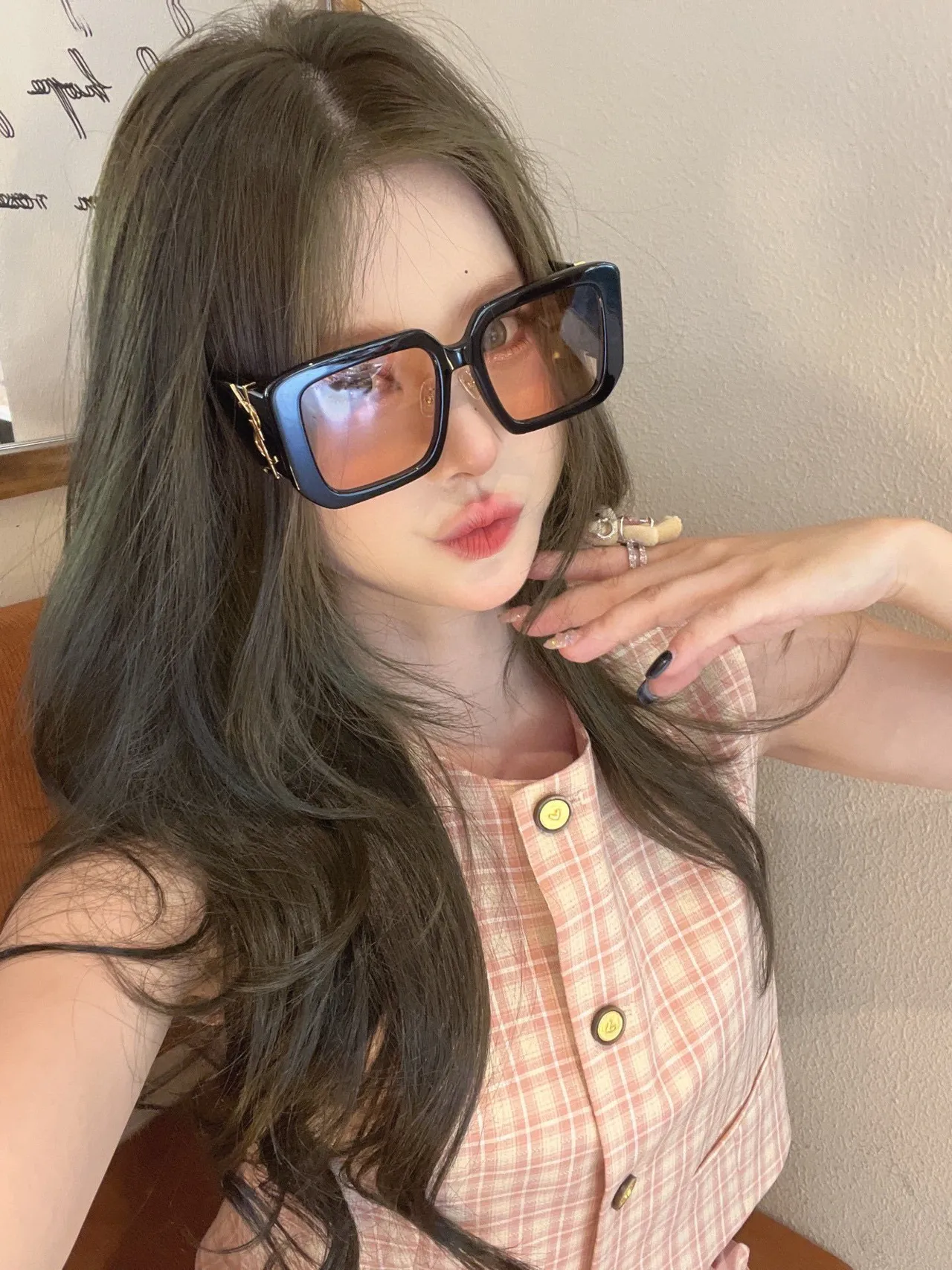 Saint Laurent White Gold Oversized Square Frame Acetate Sunglasses 3