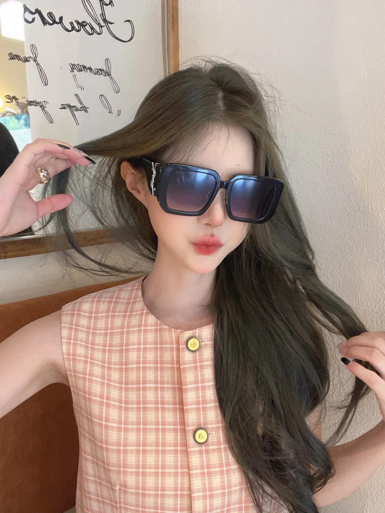 Saint Laurent White Gold Oversized Square Frame Acetate Sunglasses 4
