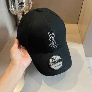 Saint Laurent x New Era 9FORTY Black Embroidered Monogram Baseball Cap