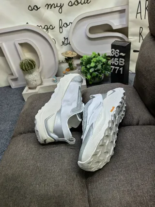 Salomon White Silver Layered Mesh And Synthetic Upper TPU Cage Overlay Chunky Sneakers 6