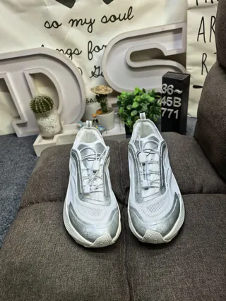 Salomon White Silver Layered Mesh And Synthetic Upper TPU Cage Overlay Chunky Sneakers 10