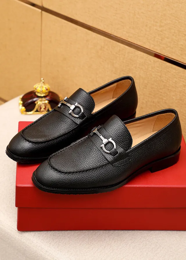 Salvatore Ferragamo Gancini Black Pebbled Leather Horsebit Loafers 2