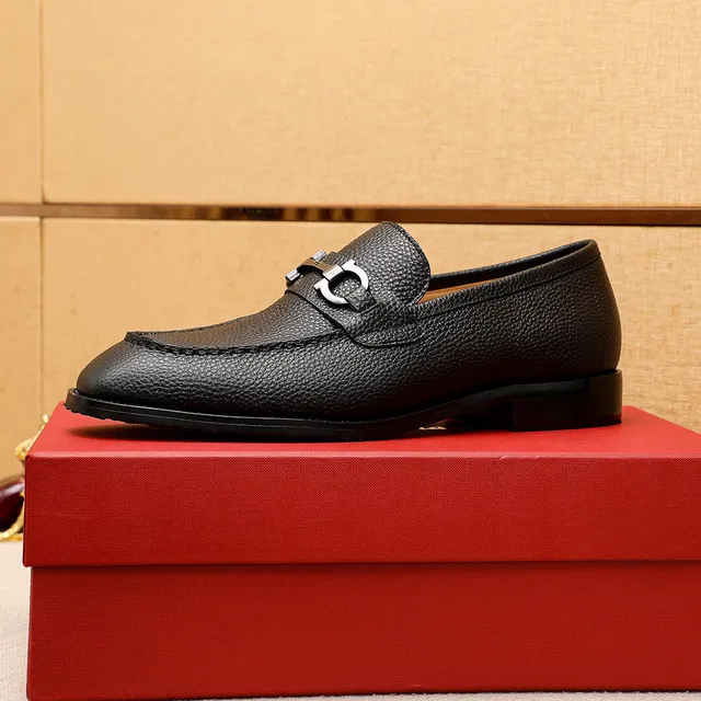 Salvatore Ferragamo Gancini Black Pebbled Leather Horsebit Loafers 4