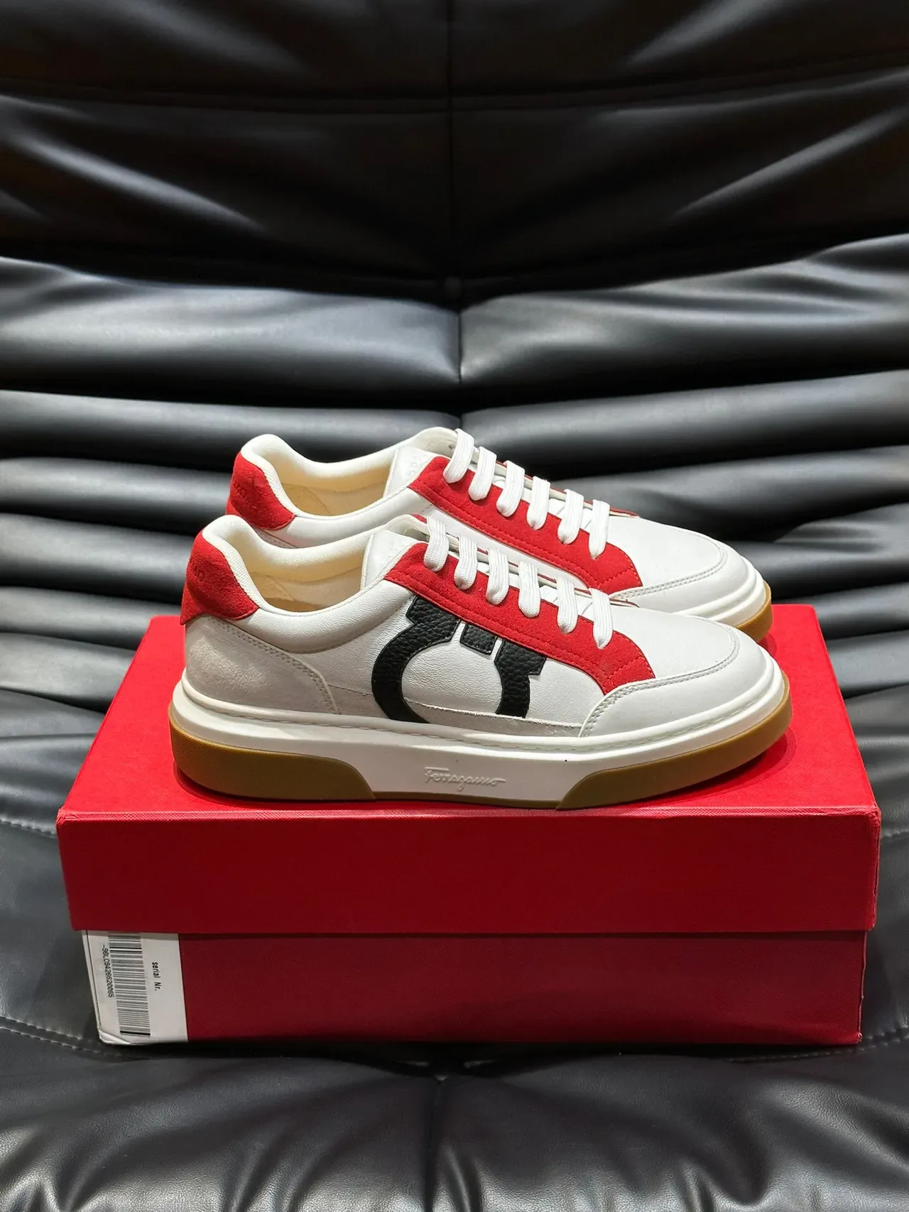 Salvatore Ferragamo White Red Black Color-Block Lifestyle Sneakers 3