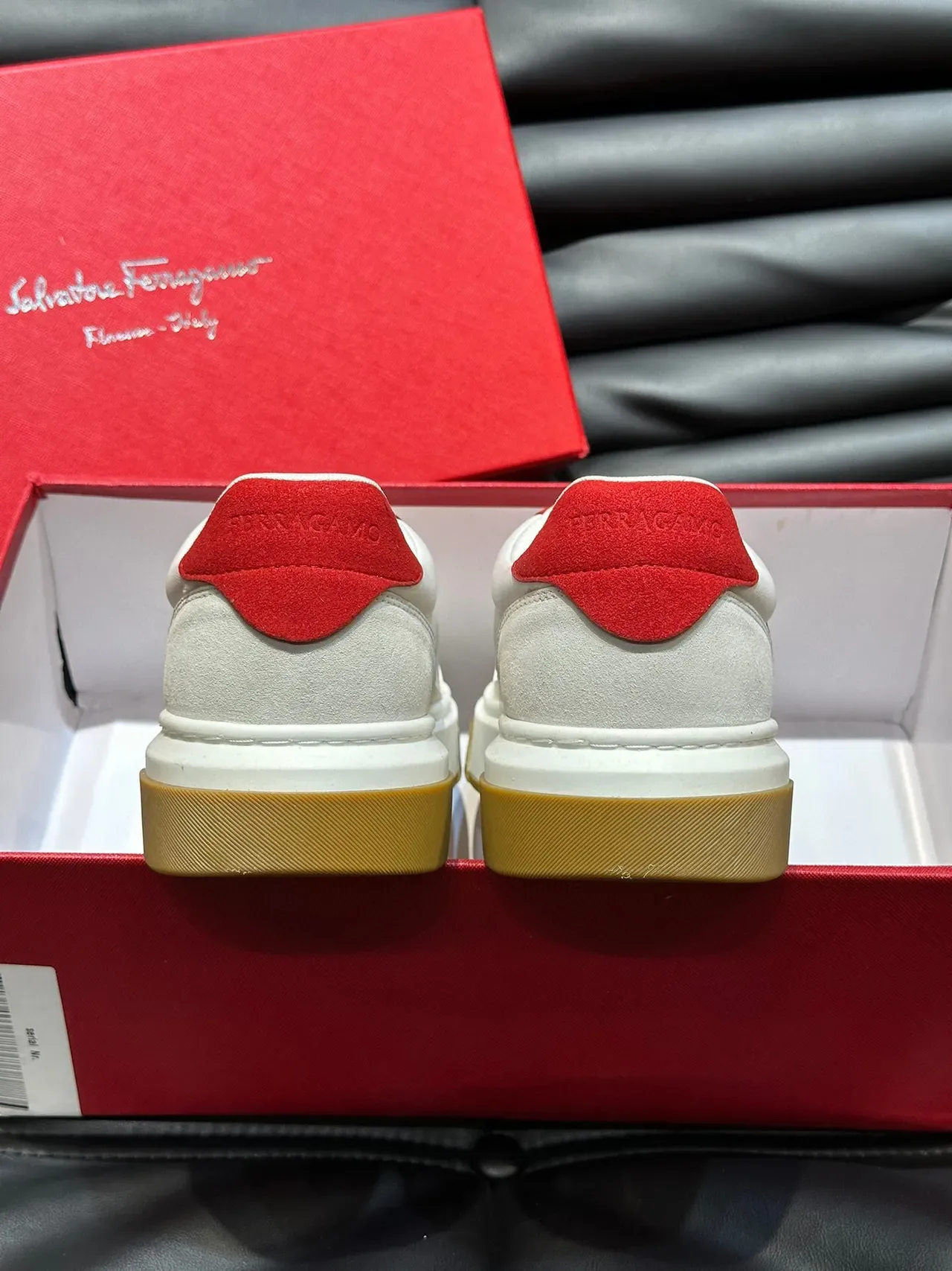 Salvatore Ferragamo White Red Black Color-Block Lifestyle Sneakers 6